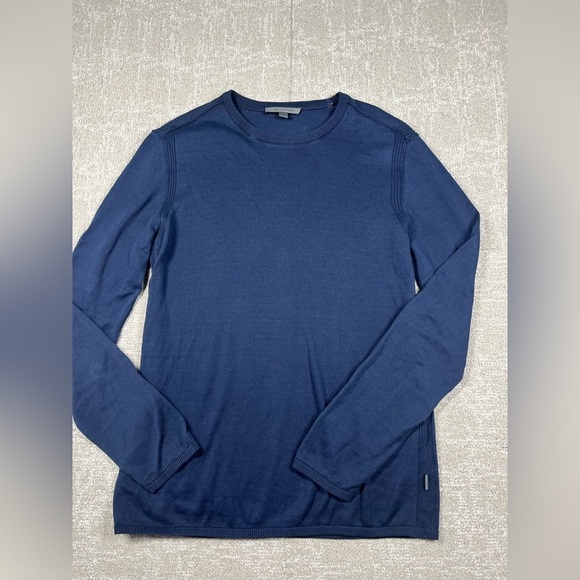 John Varvatos Collection Luxury Mens Sweater - Mercerized Ink Blue Small Cotton - Picture 1 of 6